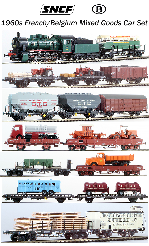REI Models HJ2403-1S - 1960s French Belgium Mixed Goods Train Set A